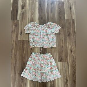 Jenifer & Grace womens top & skirt set embroidered size small